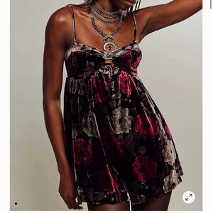 Free People Luna Velvet Romper